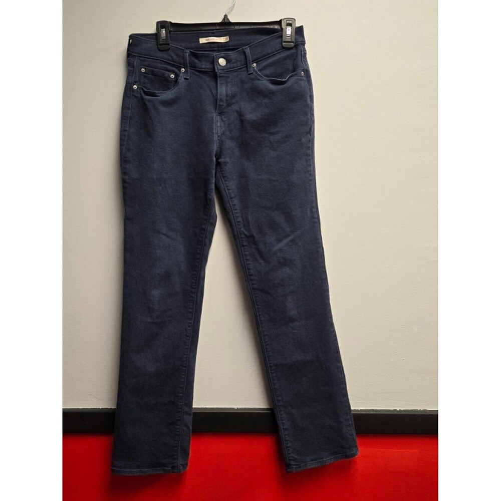 Levi's 505 Women's Straight Leg Jeans Size 29 Dark Wash Mid Rise Stretch Denim
